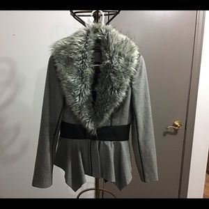 Detachable Fur Collar Suit Jacket